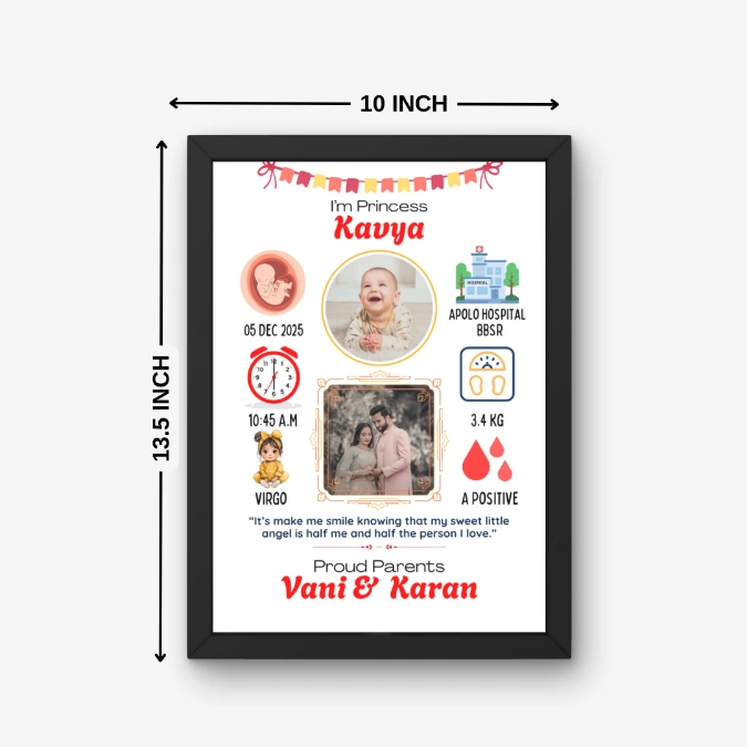 Newborn Baby Birth Details Photo Frame | Newborn Child Birthday Memory Frame - Image 2