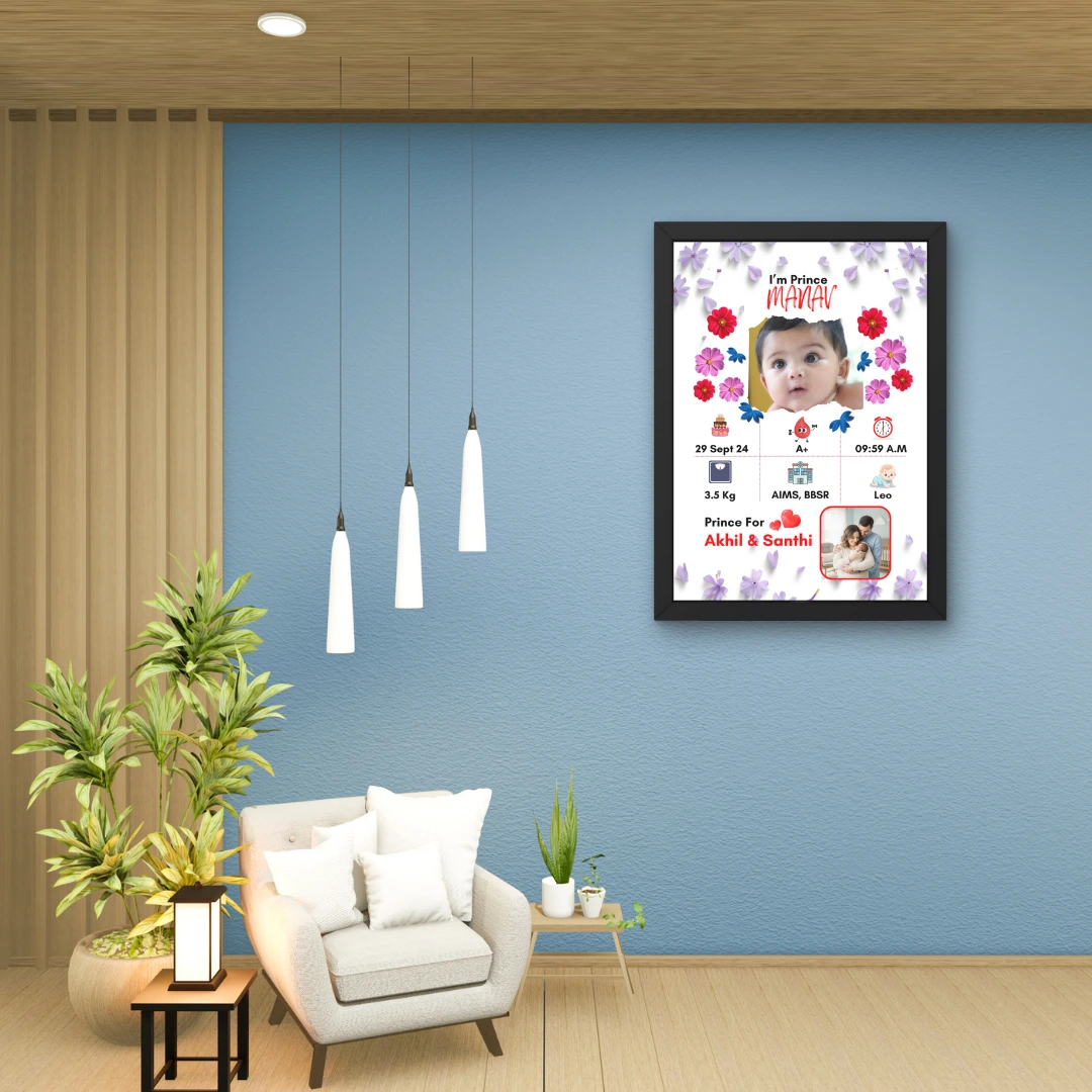 Personalized Baby Birth Details Photo Frame | Customised Birthday Memory Gift - Image 3