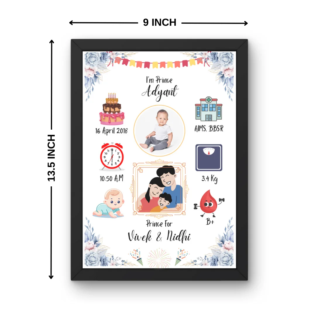 Personalized Baby Birth Stats Photo Frame – Custom Baby Details Memory Frame for Newborn Boys & Girls - Image 2